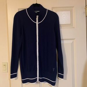 Golfino Blue/White Cardigan Golf Sweater sz 8